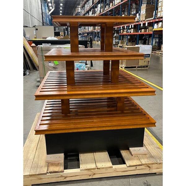 Scratch and Dent Marco Company 41 1/2" x 41 1/2" x 48" Honey Pine Four-Tier Bakery Display