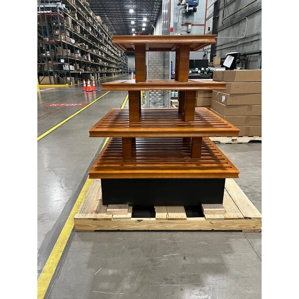 Scratch and Dent Marco Company 41 1/2" x 41 1/2" x 48" Honey Pine Four-Tier Bakery Display