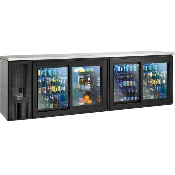 Scratch and Dent Perlick SDBS108 108" Black Sliding Door Back Bar Refrigerator