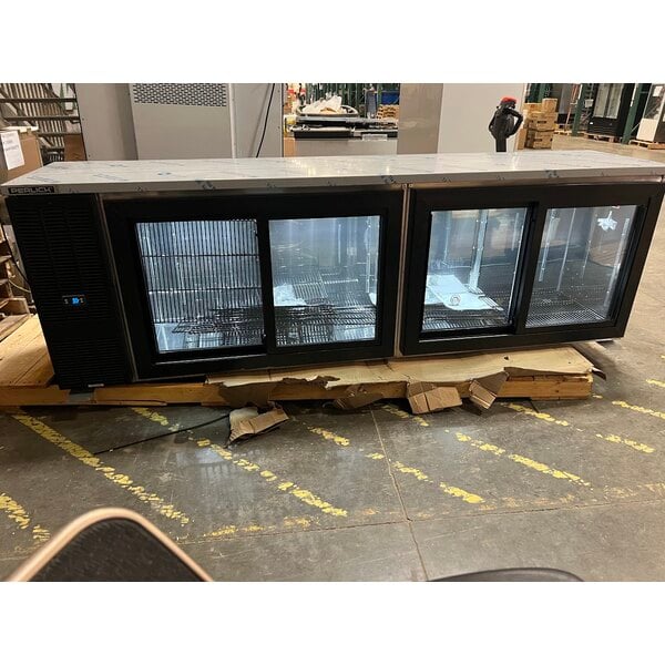 Scratch and Dent Perlick SDBS108 108" Black Sliding Door Back Bar Refrigerator