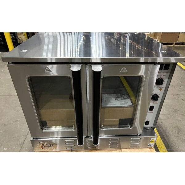 Scratch and Dent Cooking Performance Group FGC-100-N Single Deck Standard Depth Full Size Natural Gas Convection Oven with Legs - 54,000 BTU