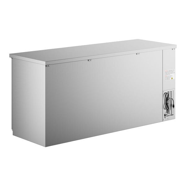 Scratch and Dent Avantco UBB-378-HC-S 79" Stainless Steel Counter Height Solid Door Back Bar Refrigerator with LED Lighting