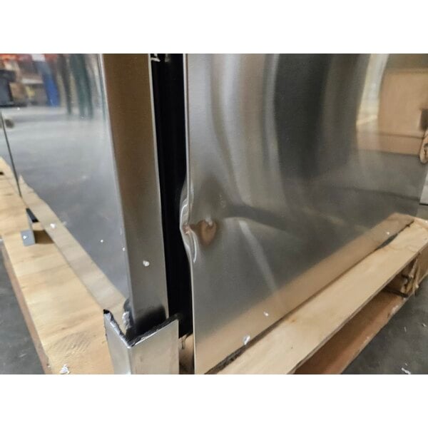 Scratch and Dent Avantco UBB-378-HC-S 79" Stainless Steel Counter Height Solid Door Back Bar Refrigerator with LED Lighting