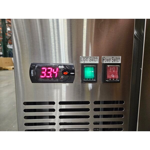 Scratch and Dent Avantco UBB-378-HC-S 79" Stainless Steel Counter Height Solid Door Back Bar Refrigerator with LED Lighting