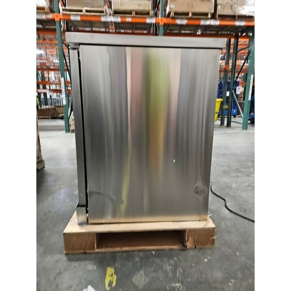 Scratch and Dent Avantco UBB-378-HC-S 79" Stainless Steel Counter Height Solid Door Back Bar Refrigerator with LED Lighting