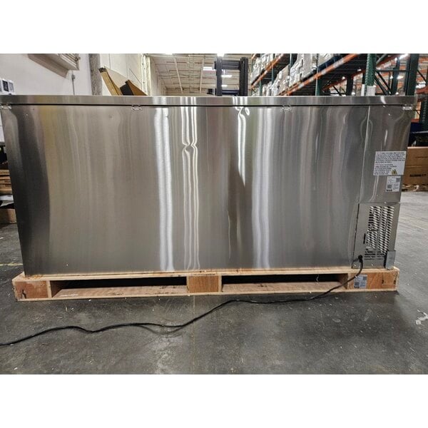 Scratch and Dent Avantco UBB-378-HC-S 79" Stainless Steel Counter Height Solid Door Back Bar Refrigerator with LED Lighting