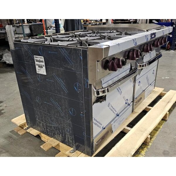 Scratch and Dent Southbend S60DD-2GR S-Series 60" Natural Gas 6-Burner Range with 24" Griddle and 2 Standard Ovens - 286,000 BTU