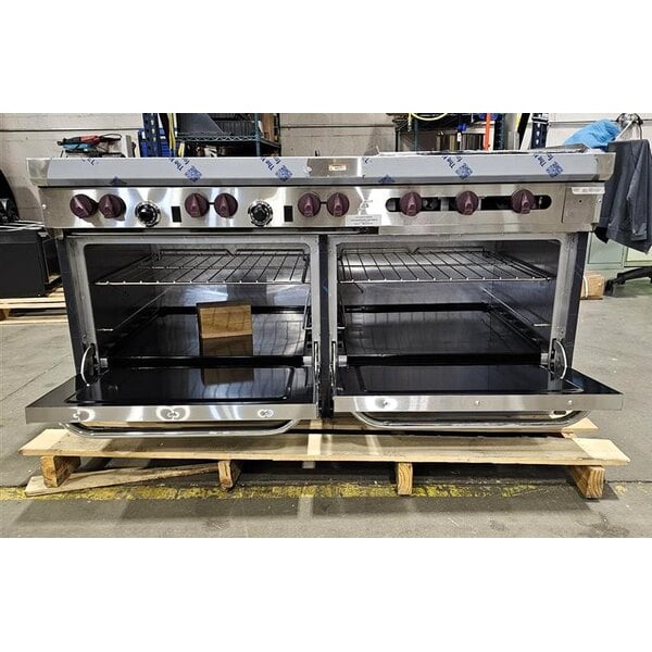 Scratch and Dent Southbend S60DD-2GR S-Series 60" Natural Gas 6-Burner Range with 24" Griddle and 2 Standard Ovens - 286,000 BTU