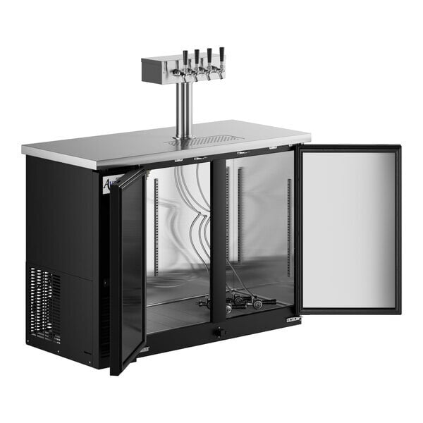 Scratch and Dent Avantco UDD-48-HC Four Tap Kegerator Beer Dispenser - Black, (2) 1/2 Keg Capacity