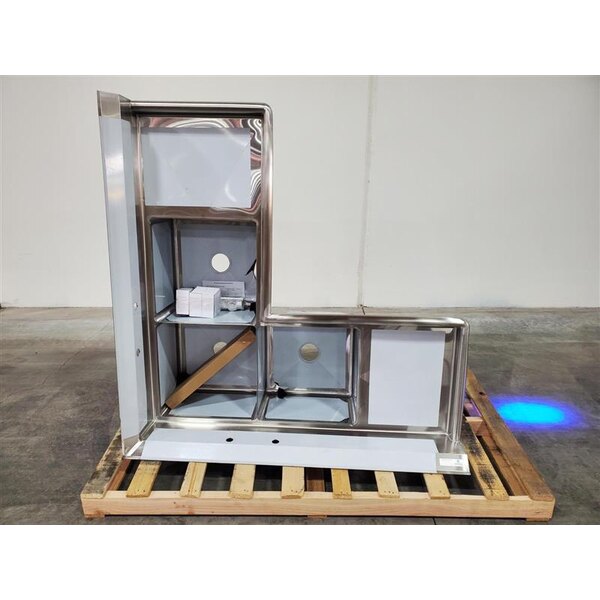 Scratch and Dent Steelton 57" 18-Gauge Stainless Steel 3-Compartment Commercial Corner Sink with 2 Drainboards - 18" x 18" x 12" Bowls