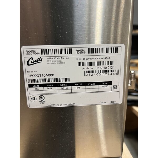 Scratch and Dent Curtis D500GT10A000 Automatic Airpot Coffee Brewer with Digital Controls - 120V