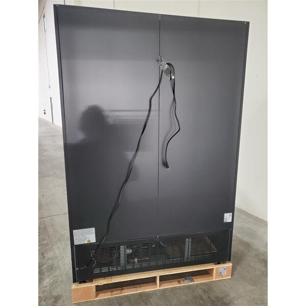 Scratch and Dent Avantco GDC-49-HC 53" Black Customizable Swing Glass Door Merchandiser Refrigerator with LED Lighting