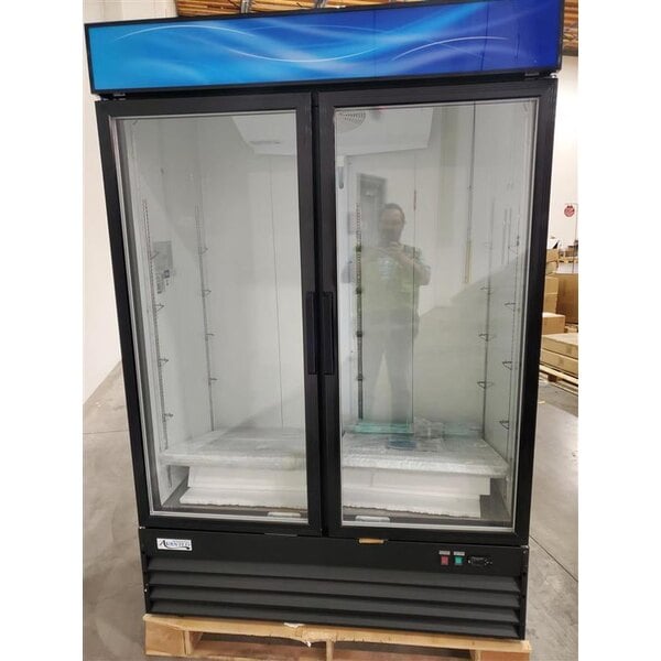 Scratch and Dent Avantco GDC-49-HC 53" Black Customizable Swing Glass Door Merchandiser Refrigerator with LED Lighting