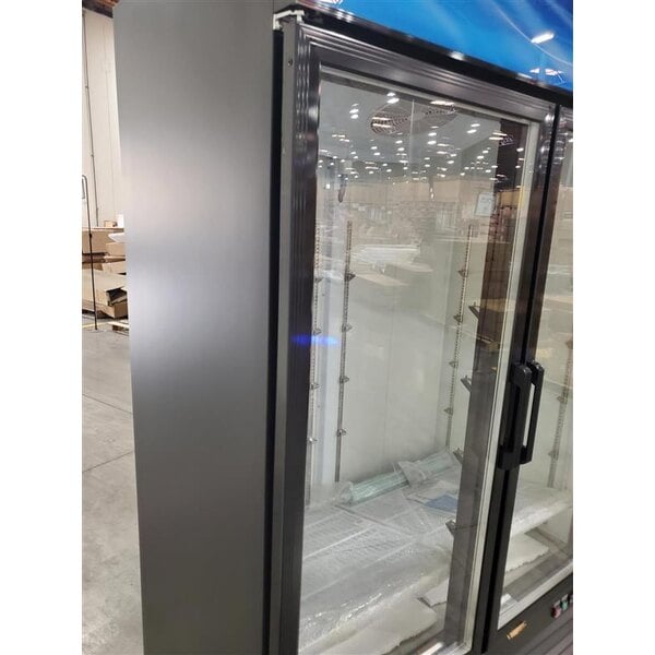 Scratch and Dent Avantco GDC-49-HC 53" Black Customizable Swing Glass Door Merchandiser Refrigerator with LED Lighting