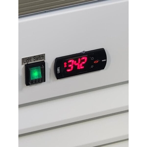 Scratch and Dent Avantco GDC-69-HC 78 1/4" White Customizable Swing Glass Door Merchandiser Refrigerator with LED Lighting