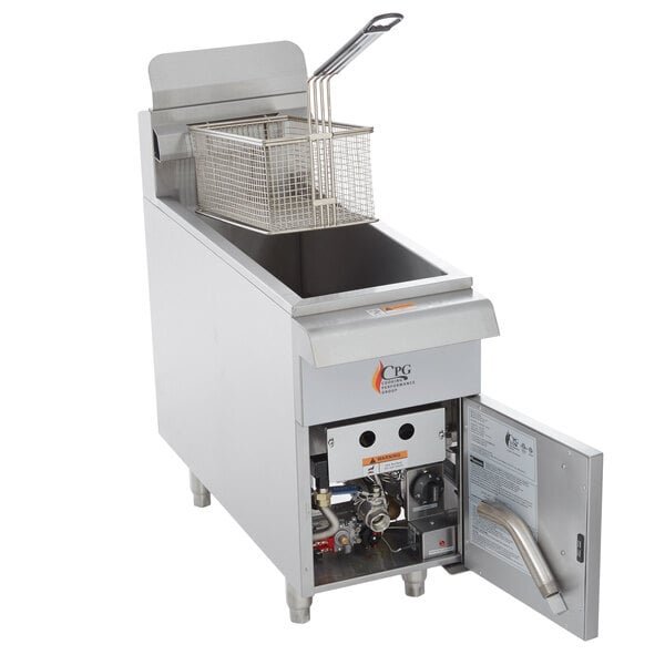 Scratch and Dent Cooking Performance Group FCPG15 Natural Gas 15 lb. Countertop Fryer - 26,500 BTU