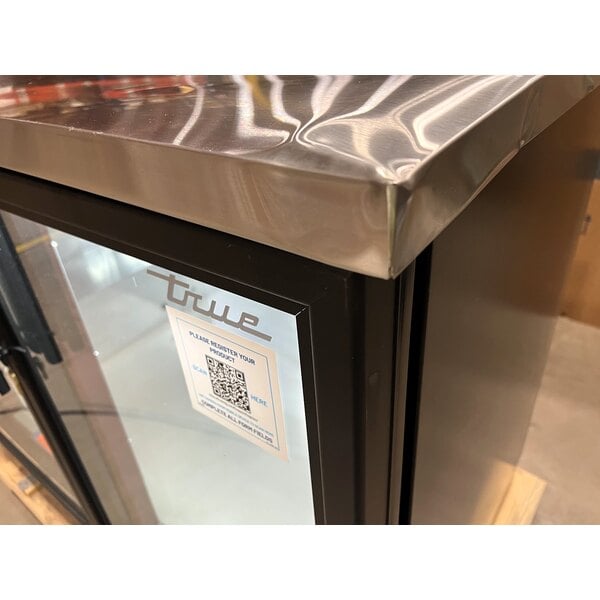 Scratch and Dent True TBB-2G-HC-LD 58 7/8" Black Glass Door Back Bar Refrigerator with LED Lighting