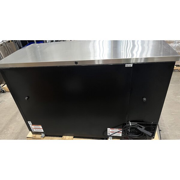 Scratch and Dent True TBB-2G-HC-LD 58 7/8" Black Glass Door Back Bar Refrigerator with LED Lighting