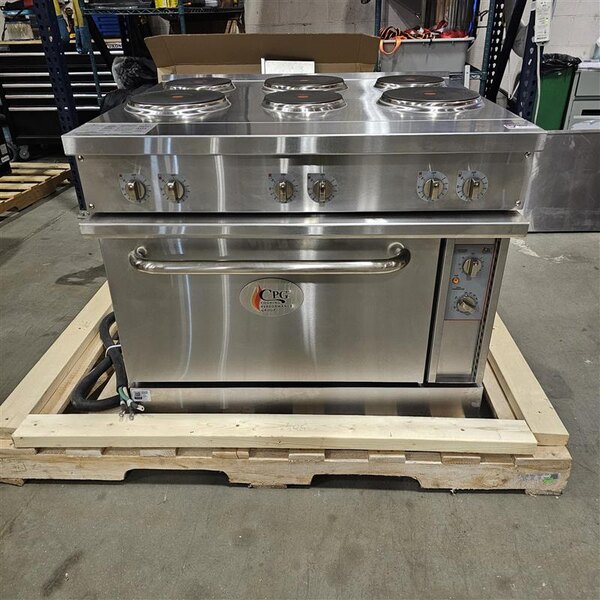Scratch and Dent Cooking Performance Group ER36-240-1 36" 6-Burner Electric Range with Standard Oven - 240V, 1 Phase