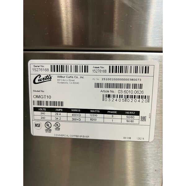 Scratch and Dent Curtis OMGT10 G4 Omega 6 Gallon Twin Coffee Brewing System - 240V