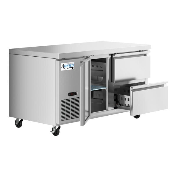 Scratch and Dent Avantco SS-UD-260RB 60" Stainless Steel Extra Deep Undercounter Refrigerator with 2 Right Drawers and 1 Door