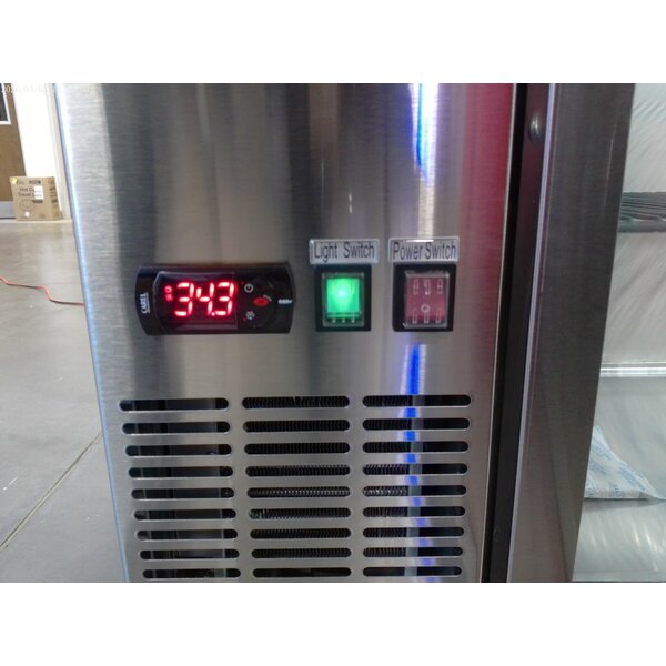 Scratch and Dent Avantco UBB-72-GT-G-S 73" Stainless Steel Underbar Height Narrow Glass Door Back Bar Refrigerator with Galvanized Top and LED Lighting