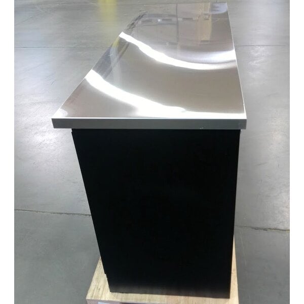 Scratch and Dent Avantco UBB-72S-HC 73" Black Counter Height Narrow Sliding Glass Door Back Bar Refrigerator with LED Lighting