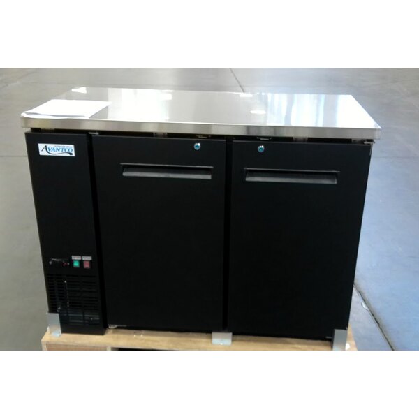 Scratch and Dent Avantco UBB-48-HC 48" Black Counter Height Narrow Solid Door Back Bar Refrigerator with LED Lighting