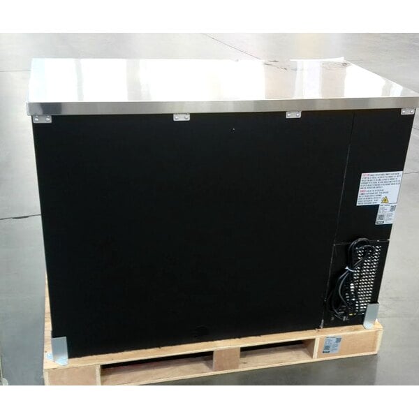 Scratch and Dent Avantco UBB-48-HC 48" Black Counter Height Narrow Solid Door Back Bar Refrigerator with LED Lighting