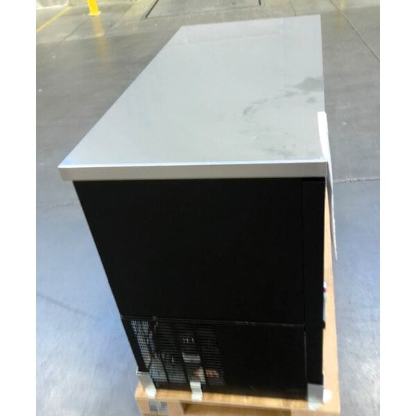 Scratch and Dent Avantco UBB-48-HC 48" Black Counter Height Narrow Solid Door Back Bar Refrigerator with LED Lighting