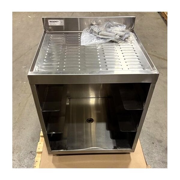 Scratch and Dent Regency Stainless Steel Corrugated Top Glass Rack Storage Unit - 23" x 24"