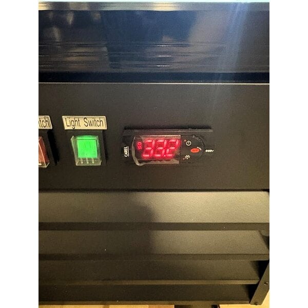 Scratch and Dent Avantco GDC-49-HC 53" Black Customizable Swing Glass Door Merchandiser Refrigerator with LED Lighting