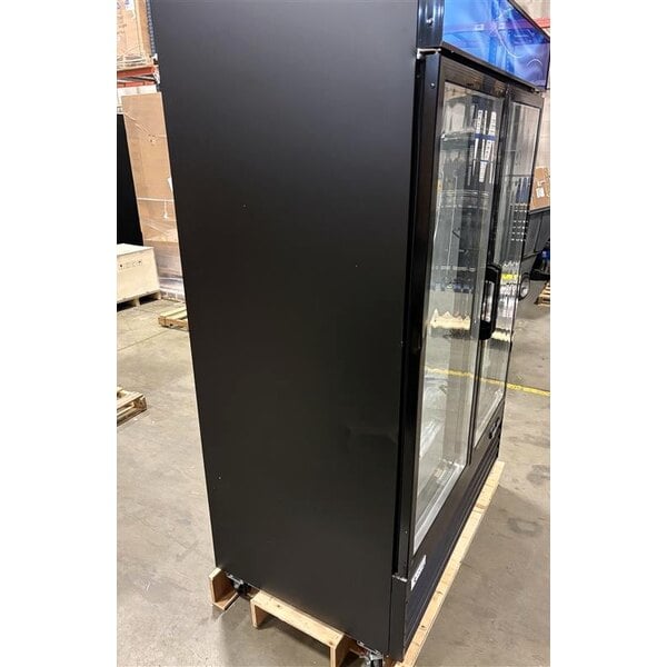 Scratch and Dent Avantco GDC-49-HC 53" Black Customizable Swing Glass Door Merchandiser Refrigerator with LED Lighting