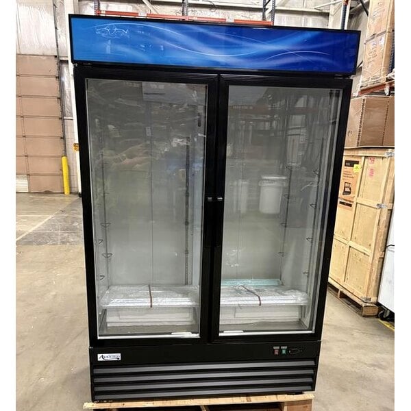 Scratch and Dent Avantco GDC-49-HC 53" Black Customizable Swing Glass Door Merchandiser Refrigerator with LED Lighting