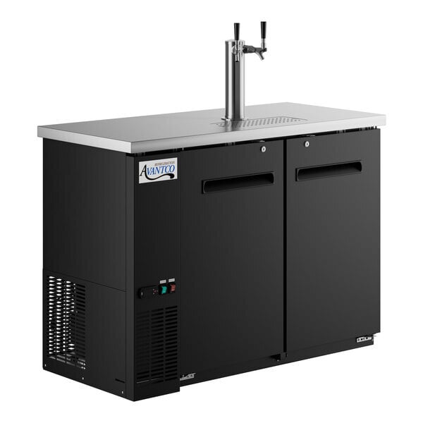 Scratch and Dent Avantco UDD-48-HC Double Tap Kegerator Beer Dispenser - Black, (2) 1/2 Keg Capacity