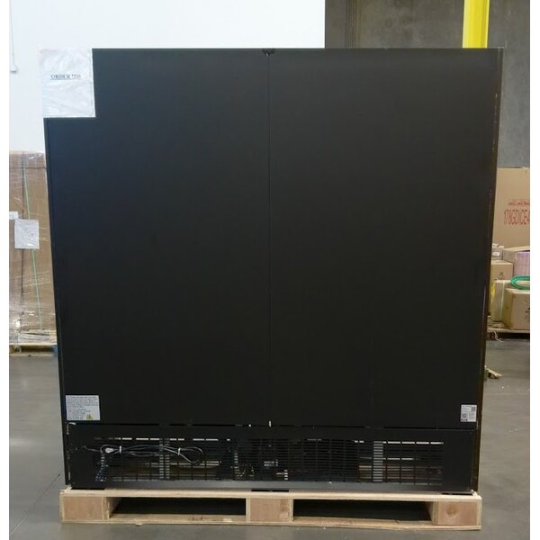 Scratch and Dent Avantco GDC-69-HC 78 1/4" Black Customizable Swing Glass Door Merchandiser Refrigerator with LED Lighting