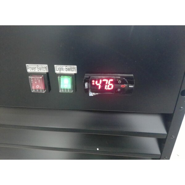 Scratch and Dent Avantco GDC-69-HC 78 1/4" Black Customizable Swing Glass Door Merchandiser Refrigerator with LED Lighting