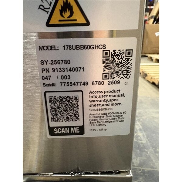 Scratch and Dent Avantco UBB-60G-HC-S 60" Stainless Steel Counter Height Narrow Glass Door Back Bar Refrigerator with LED Lighting