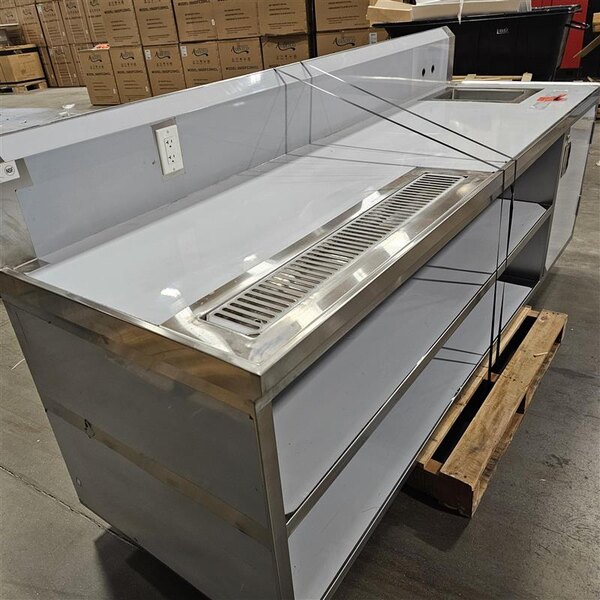 Scratch and Dent Regency 30" x 96" 16 Gauge Stainless Steel Beverage Table with Right Sink