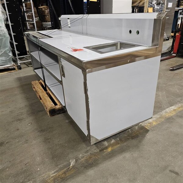 Scratch and Dent Regency 30" x 96" 16 Gauge Stainless Steel Beverage Table with Right Sink