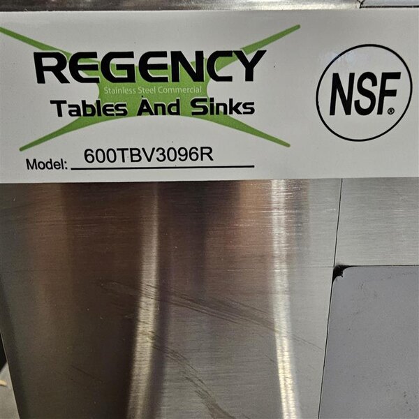 Scratch and Dent Regency 30" x 96" 16 Gauge Stainless Steel Beverage Table with Right Sink