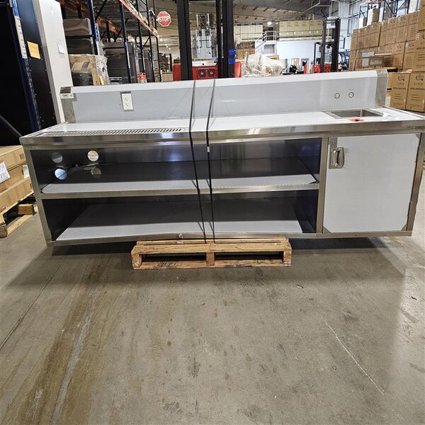 Scratch and Dent Regency 30" x 96" 16 Gauge Stainless Steel Beverage Table with Right Sink