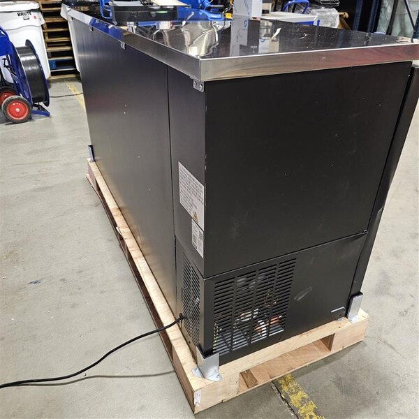 Scratch and Dent Avantco UBB-72G-HC 73" Black Counter Height Narrow Glass Door Back Bar Refrigerator with LED Lighting