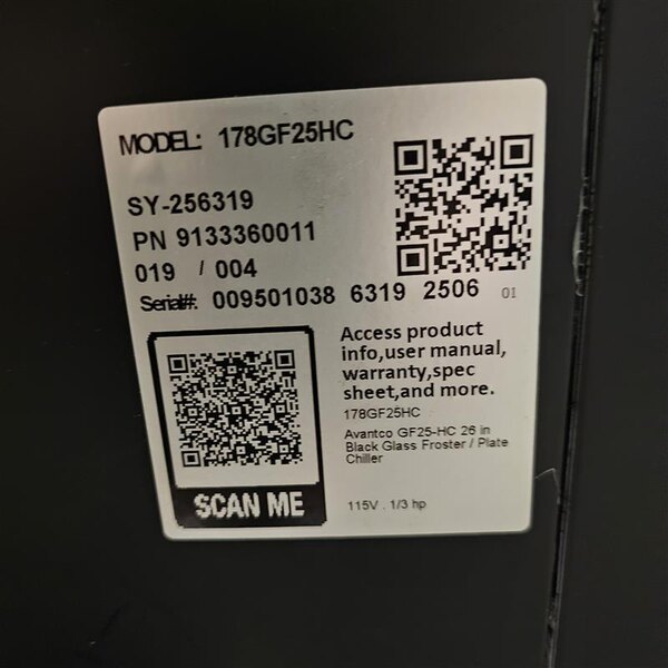Scratch and Dent Avantco GF25-HC 26" Black Glass Froster / Plate Chiller - 115V