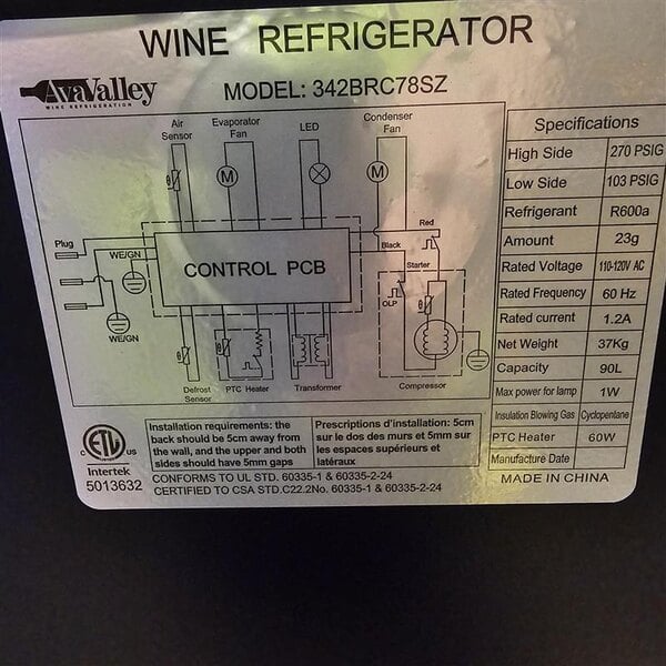 Scratch and Dent AvaValley BRC-78-SZ 78-Can Single Temperature Slim Full Glass Door Beverage Cooler
