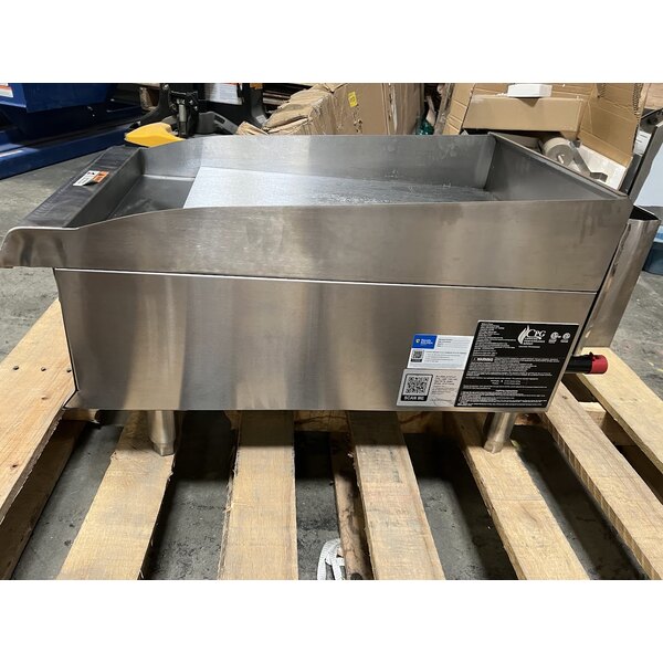 Scratch and Dent Cooking Performance Group GT-CPG-15-NL 15" Gas Countertop Griddle with Flame Failure Protection and Thermostatic Controls - 30,000 BTU