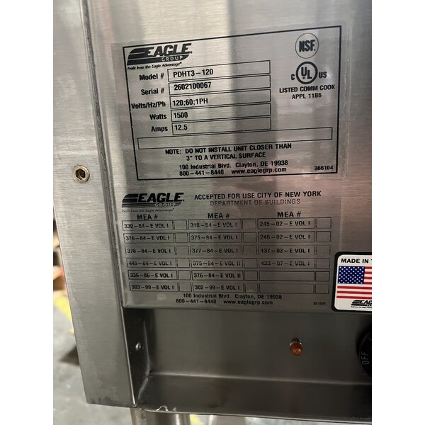 Scratch and Dent Eagle Group PDHT3 Portable Electric Hot Food Table Three Pan - Open Well, 120V