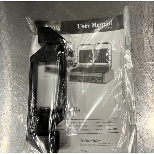 Scratch and Dent Avantco PG200GST Commercial Panini Sandwich Grill with Timer, Grooved Top and Smooth Bottom Plates, and 13 3/8" x 8 3/4" Cooking Surface - 120V, 1750W