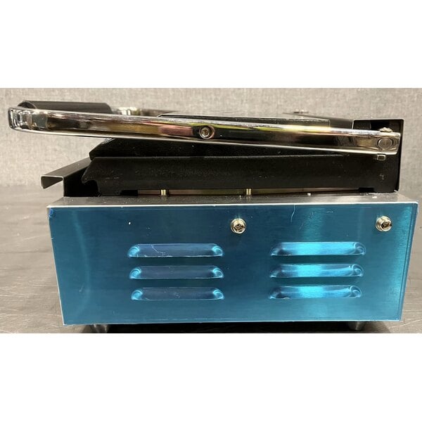 Scratch and Dent Avantco PG200GST Commercial Panini Sandwich Grill with Timer, Grooved Top and Smooth Bottom Plates, and 13 3/8" x 8 3/4" Cooking Surface - 120V, 1750W