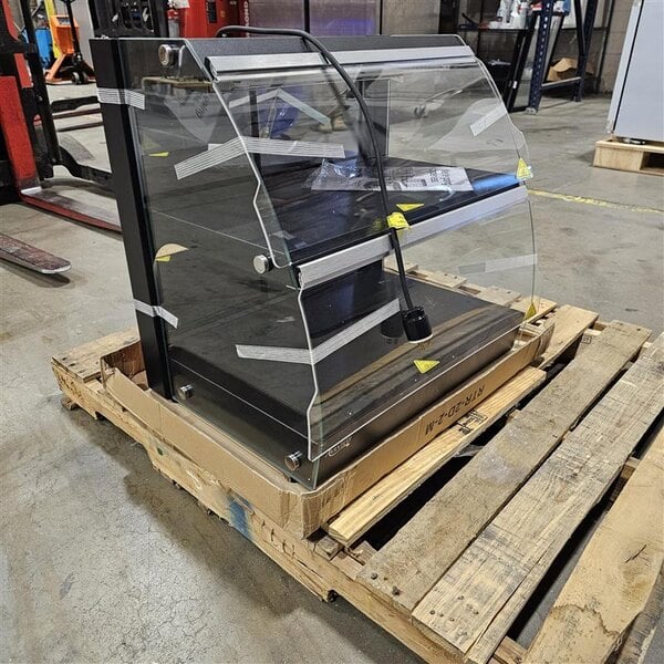 Scratch and Dent Avantco OAM2A 26" Black Countertop Merchandiser with LED Lighting and 2 Shelves - 120V